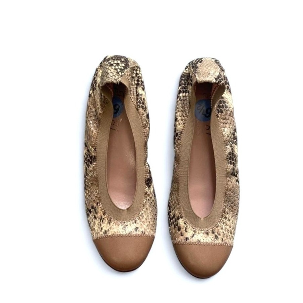 Snakeskin Embossed Leather Cap Toe Ballet Flats Italy 6.5 Ferca 81